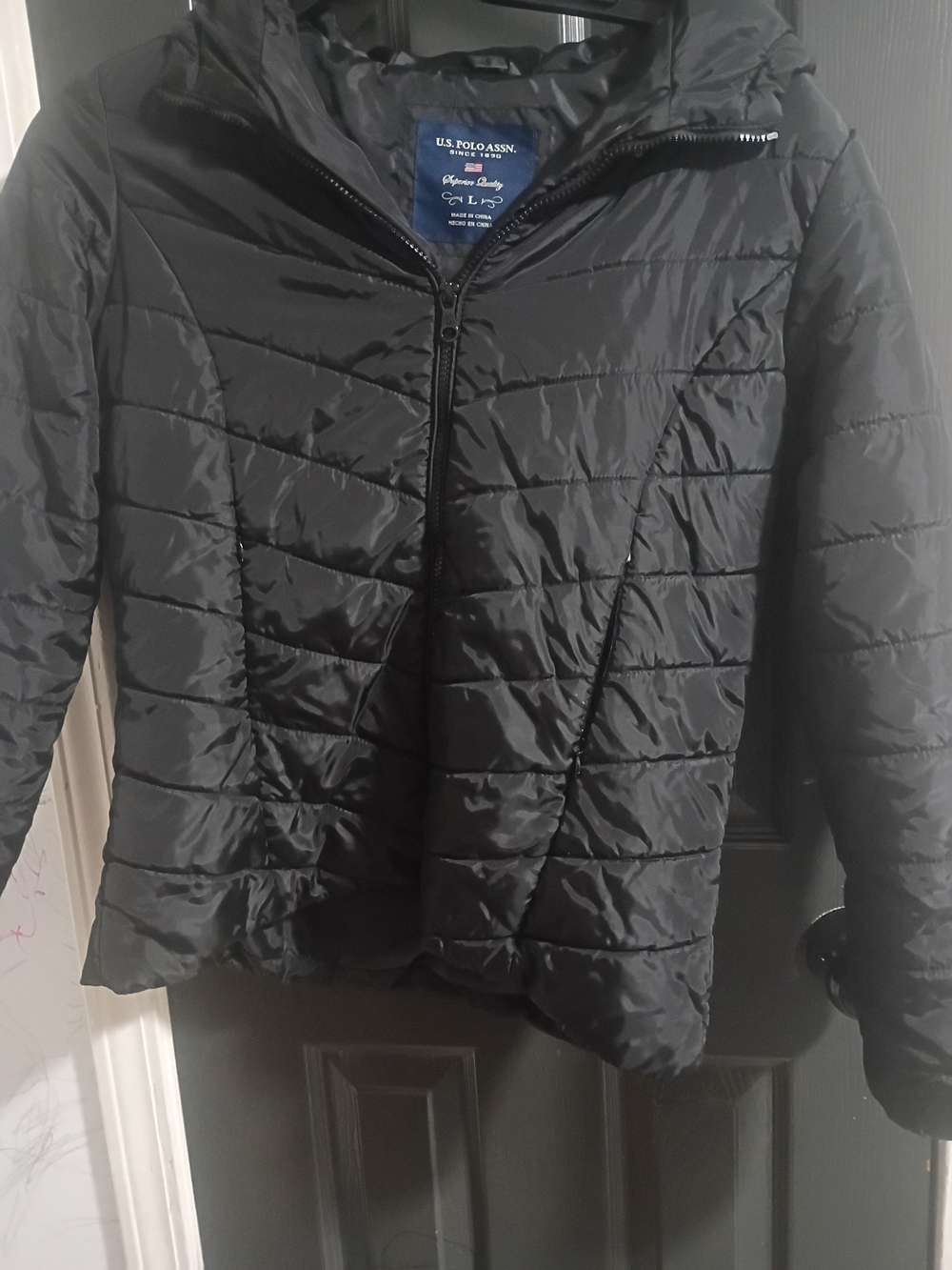 U.S. Polo Assn. Women's Black Quilted Hooded Jacket